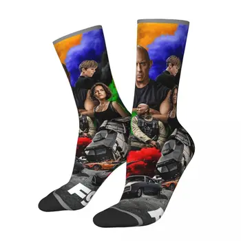 Blázon kompresie F9 Ponožky pre Mužov Harajuku Rýchlo a Zbesilo Film Šťastný bezošvá Vytlačené Chlapci Posádky Ponožky Bežné Darček
