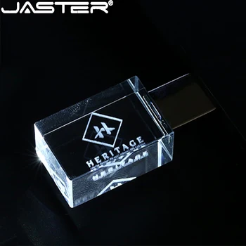 JASTER 3D Laserové Gravírovanie USB Flash Disk 128GB Kreatívny Darček Pen Drive 64 GB Farba LED Svetla USB kľúč 32GB Dreva Veko U Disku 16 GB