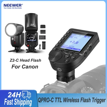 NEEWER Z2-C 2.4 G TTL Kolo Hlavu Blesku Speedlite Nastaviteľná Lampa QPRO-C Bezdrôtové TTL Flash Trigger s Veľkým displejom pre Canon