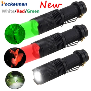 Mini LED Baterka Taktické Baterky 670nm Červená/Modrá/Zelená Vreckové Svietidlo Núdzové Svetlo Nepremokavé Horák