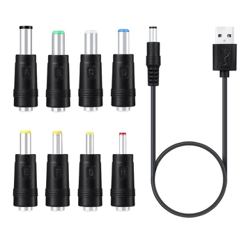 8 V 1, 5V USB DC 5.5x2.1 mm 3,5 mm 4.0 mm 4,8 mm 6.4 mm 5.5x2.5 mm 6,3 mm Konektor Napájania, Nabíjací Kábel Pre Ventilátor Reproduktor Router LED Lampa
