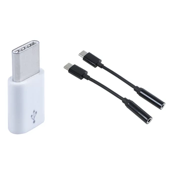 1Pcs USB Typu C 3.1 Mužov k Mini USB 2.0 5 Pin Žena Údajov Adaptér s 2ks USB C na 3,5 mm Jack pre Slúchadlá Adaptér