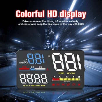 AD D5000 OBD2 Head Up Display pre Auto Rýchlomer čelné Sklo Projetor Merač Teploty Vody Napätie Tachometra Alarm prekročenia rýchlosti