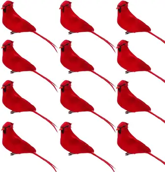 Simulácia Perie Vtákov s Klipy pre Záhradný Trávnik Strom Decor Remeselné Červené Vtáky Figúrky, Vianočné Domáce Dekorácie
