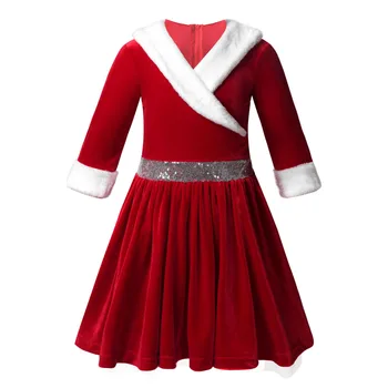 Dievčatá, Pani Claus Kostým Santa Claus, Vianočné Party Šaty Charakter Korčuľovanie Balet Tanec Velvet Trikot Sukne Vianočné Šaty