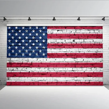  Americká Vlajka Tehlovej Steny Fotografie Pozadí Deň Nezávislosti Kulisu pre Photo Studio MW-154