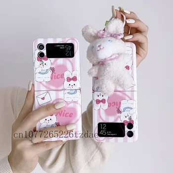 Ružová Láska Roztomilý Zajačik Iny IMD Telefón puzdro pre Samsung Galaxy Z Flip3 Z Flip4 Zflip 3 4 Luxusné Zložiť Kryt