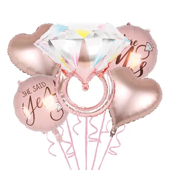1 Sada 22 inch Pink Diamond Ring Star Balón v Tvare Srdca pre Svadobné Dekorácie, Svadobné Sprcha Nevesta má byť Strana Zapojenie Prospech