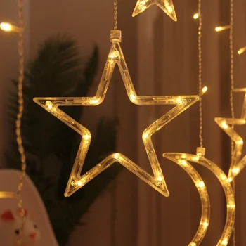 LED Vianočné Hviezdy Snowflake Jeleň Zvony Strom Garland Svetlá Víla Opony Svetlo na Nový Rok Strán, Svadby, Dovolenky Dekor