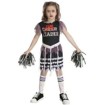 Zombie horor Krvavé Šaty s Pančuchy Kvetinové Gule Cheerleading Tanečné Oblečenie Tému Party Cosplay Kostým Dievčatá Halloween