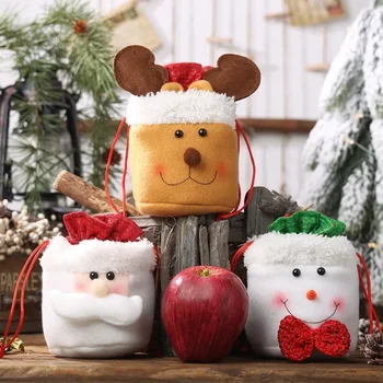 Tvorivé Vianočné Dekorácie, posteľná Bielizeň Šnúrkou Apple Taška pre Seniorov Cukrovinka Taška pre Deti Darčeková Taška