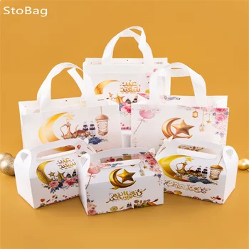 StoBag-Eid Ramadánu Box a Non Tkané Textílie Zmiešané Montáž Veľkoobchodné Balenie Cukrovinky, Čokolády Cookies Dekorácie Suppily 12Pcs