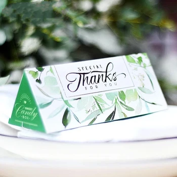 50pcs sladké zelený les štýl listu listy Candy Boxy Svadobné Zdvorilosti čokoláda darčeková krabička špeciálne poďakovanie pre hostí