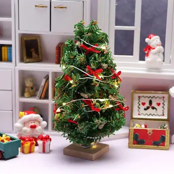Mini 1/12 Nábytok, Príslušenstvo Vianočné Microscene Cedar Zdobené Vianočný Strom Realistická Bábika Dom Jemné Ozdoby Izba
