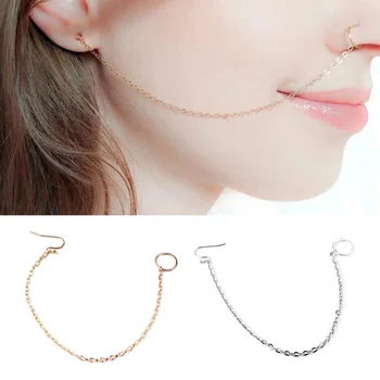 Nové 1Pcs Ucho Nose Krúžok Telo Šperky Strapec Reťaz Prepojenie Nose Piercing Body Punkcia nosnej dierky, Piercing pre Ženy Šperky