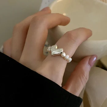 Prírodné Baroková Perla Úsek Prst Prstene Pre Ženy, Dievča, Kórejský Módne Sladké Srdce Šperky Darček Strany Anillos Mujer