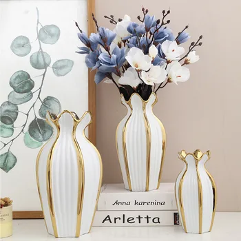 Jednoduché Nordic keramická váza moderné pokovovanie ozdoby tvorivé svetlo luxusné remeselníkov, v obývacej izbe kvet usporiadanie domov