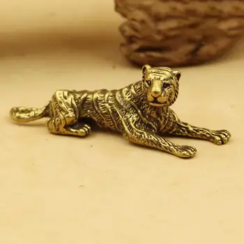 Mini Pevné Brass Tiger Socha Ozdoby Remesiel Čínsky Tiger Office Dekorácie Kultúry Pet Stôl Domov Figúrky Model F2n3