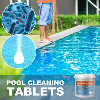 1 lb Bazén Chlórové Tablety Chlórové Tablety pre Hot Tub Ponoriť Bazény a Kúpele Plávajúce Aplikátor Plavák Čistiaci Nástroj