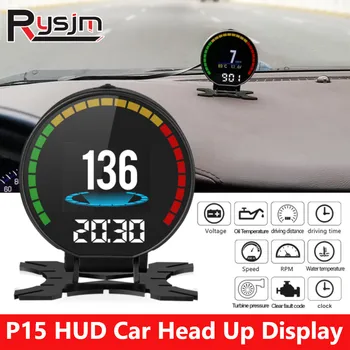 OBD Displej Head Up Display Auto HUD P15 Digitálny Rýchlomer TFT OBD Digitálna Rýchlosť Hud Displej s technológiou Turbo Boost Tlaku Merač Alarm