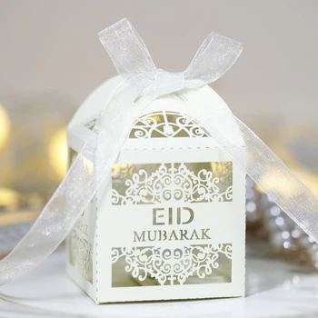 100ks Eid Mubarak Candy Box Ramadánu Dekorácie Duté Rez Darčekové Krabice Islamskej Strany Moslimských Dodávky