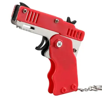 Streľba 60 gumičky Pištole kovové zbraň Darček Zábavné aplikácie keychain zbraň Mini Tlačidlo Nástroje gumička gunToy dar, priateľ Zliatiny