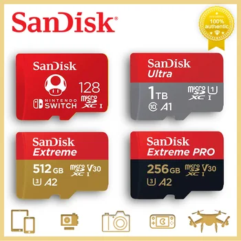 SanDisk Micro SD Pamäťovej Karty 100% Originálne C10 U1 U3 4K HD Trans Flash Kariet pre Kamery GoPro DJI Nintendo Prepínač MicroSDXC Karty