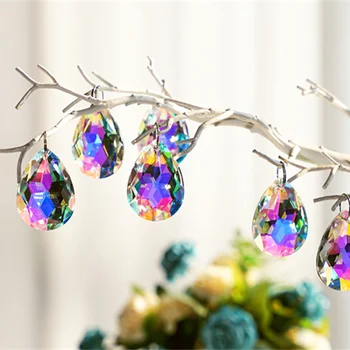 10pcs 50mm Luster Crystal Hranoly Prívesky,Farebné Bauhinia Ornament Luster Diely na Okno, Lampu Vianočný Strom Decor