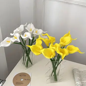 PU Umelé Kvety Mini Skutočný Dotyk 34 cm Emulational Kala Lily DIY Flower Decor Latex Kvety Strany