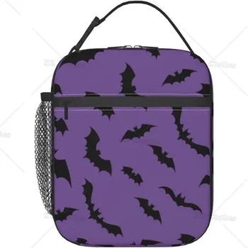 Halloween Bat a Tekvicové Izolované Lunchbox Opakovane Prenosný Chladič Obed Taška pre Ženy, Mužov Práce Vonkajšie Piknik Cestovná Kancelária