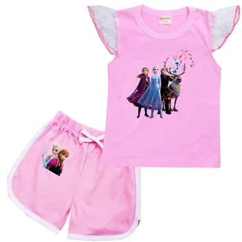 Disney Mrazené Elsa Anna Cartoon Streetwear Dieťa Boys Letné Oblečenie T-shirt Deti Šortky Dievčatá Ležérne Oblečenie Sady