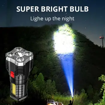 5 LED Svetlo, Blesk, USB Nabíjanie KLASU Bočné Svetlo Napájania Displej Vonkajšie Prenosné Lampy 4 Režime Nepremokavé Nabíjateľné Baterky