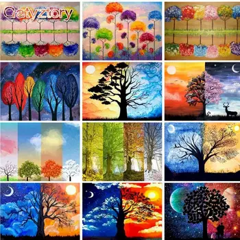 GATYZTORY Moderné Maľovanie Podľa Čísel Pre Dospelých Farebné Stromy Farebnosť Podľa Čísel Diy Darček, Obraz, Maľba Ručné Nástenné Art C