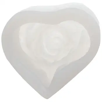 Silikónové 3D tvare Srdca Rose Silikónové Formy Biela 7.2*6.5*3.5 Cm Kvet Sviečka, Silikónové Formy remeselníkov