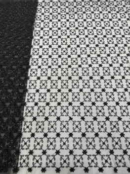 Africké francúzsky Tylu 3D Flitre Čipky Textílie Hot Predaj Kvalitné Luxusné Vyšívanie Korálkami Čipky Textílie Svadobné