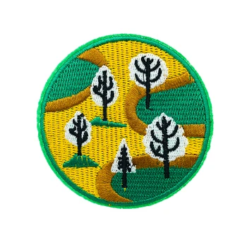 Zelený strom je okrúhly, tvorivosť výšivky patch DIY Žehlička na Oblečenie Ostrihané Odznaky Nášivka pre Džínsy Dekorácie Oblečenie Odev