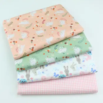 Králik ružový Vytlačené na 100% bavlnené tkaniny pre DIY Šitie textilných tecido tkaniva patchwork posteľná bielizeň satén