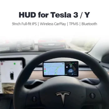 Hud Head Up Displej Digitálny Projektor Auto Rýchlomer Pre Tesla Model 3 Y S Bezdrôtové Carplay Android Auto Na Doske Počítača